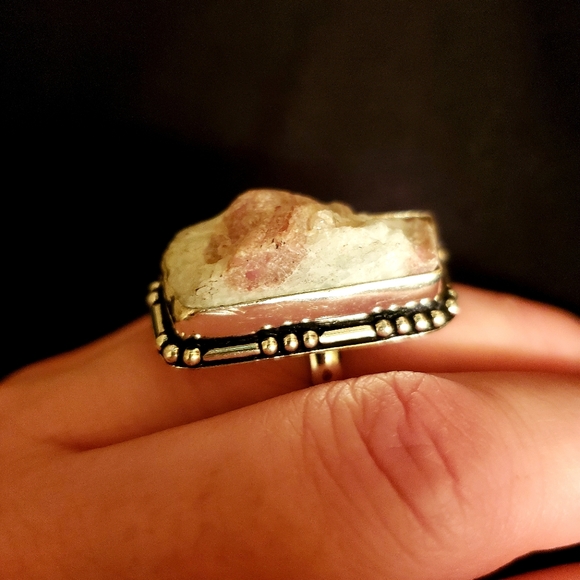 New Rough Pink Tourmaline 925 Silver Ring. - Picture 4 of 11